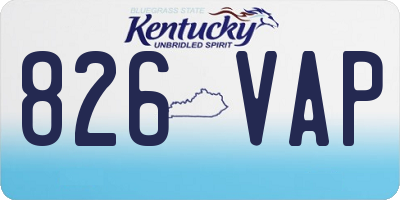 KY license plate 826VAP