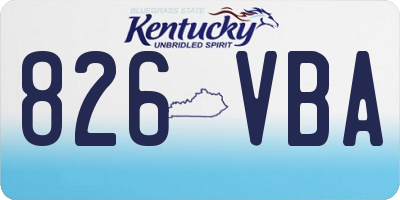 KY license plate 826VBA