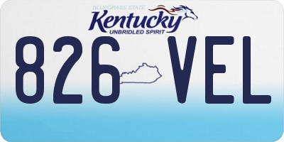 KY license plate 826VEL