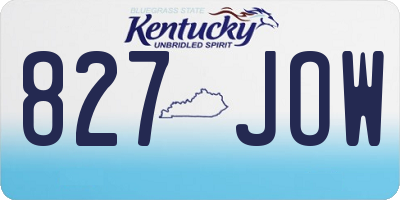 KY license plate 827JOW
