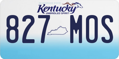 KY license plate 827MOS