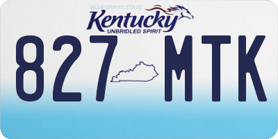 KY license plate 827MTK