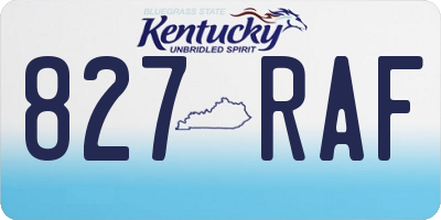 KY license plate 827RAF