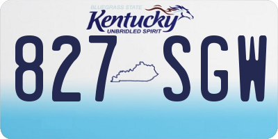 KY license plate 827SGW