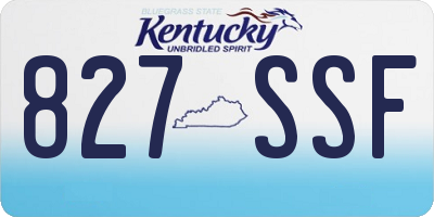 KY license plate 827SSF