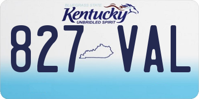KY license plate 827VAL