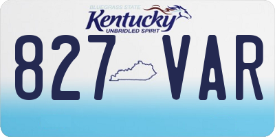 KY license plate 827VAR