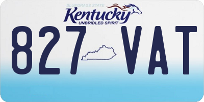 KY license plate 827VAT