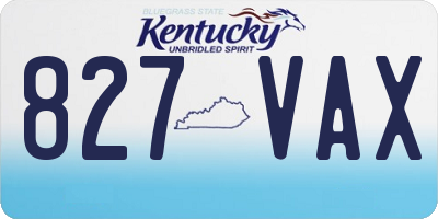 KY license plate 827VAX