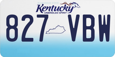 KY license plate 827VBW