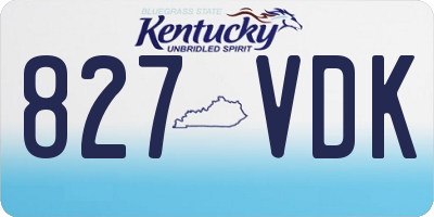 KY license plate 827VDK