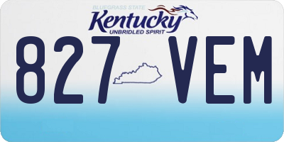 KY license plate 827VEM
