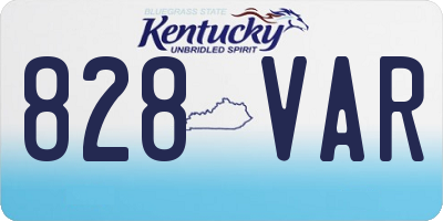 KY license plate 828VAR