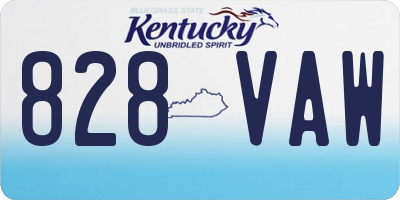 KY license plate 828VAW