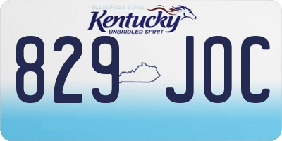 KY license plate 829JOC