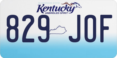 KY license plate 829JOF