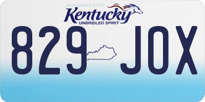 KY license plate 829JOX