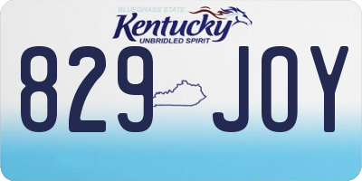 KY license plate 829JOY