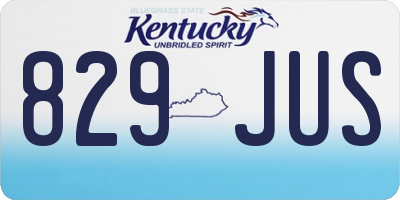 KY license plate 829JUS