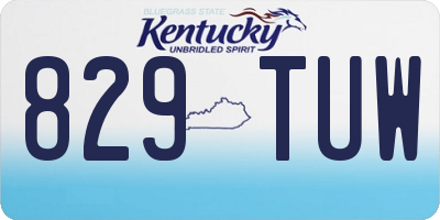 KY license plate 829TUW