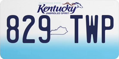 KY license plate 829TWP