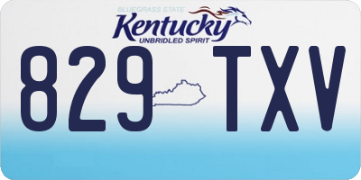 KY license plate 829TXV