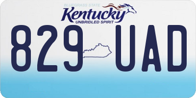 KY license plate 829UAD