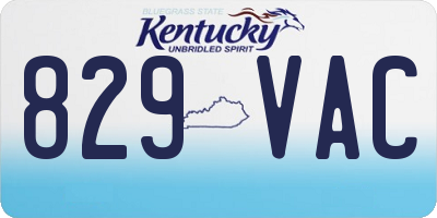 KY license plate 829VAC