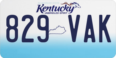 KY license plate 829VAK