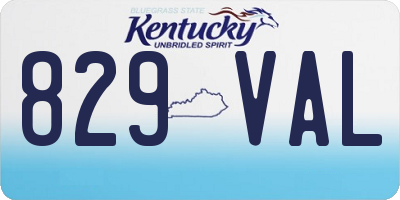 KY license plate 829VAL