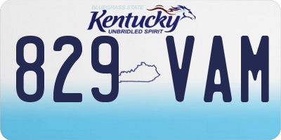KY license plate 829VAM