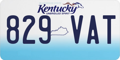 KY license plate 829VAT