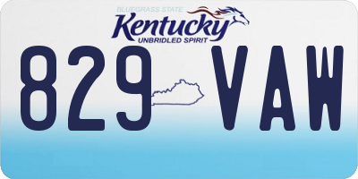 KY license plate 829VAW