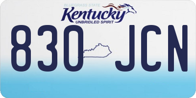 KY license plate 830JCN