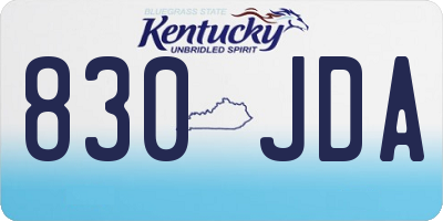 KY license plate 830JDA