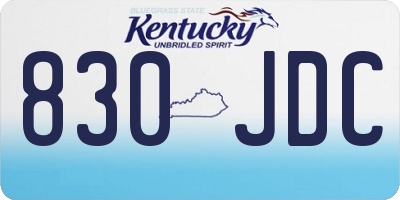 KY license plate 830JDC