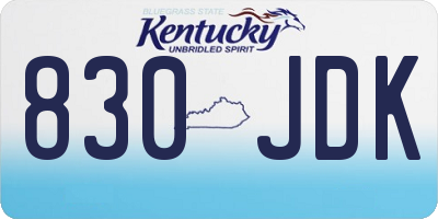KY license plate 830JDK