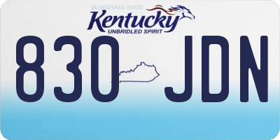 KY license plate 830JDN