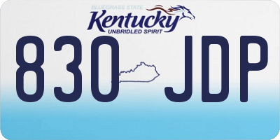 KY license plate 830JDP