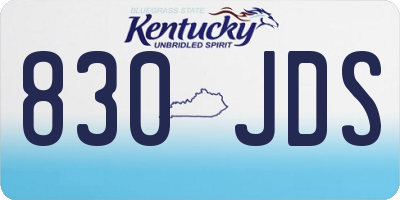KY license plate 830JDS