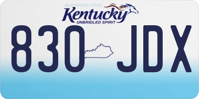 KY license plate 830JDX