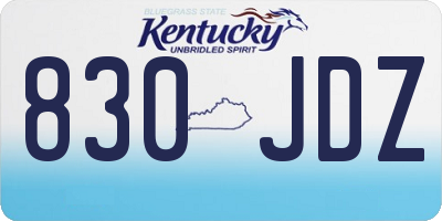KY license plate 830JDZ