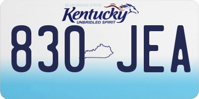 KY license plate 830JEA