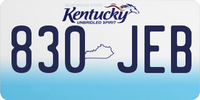KY license plate 830JEB