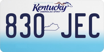 KY license plate 830JEC
