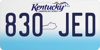 KY license plate 830JED