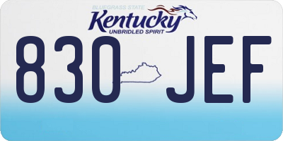 KY license plate 830JEF