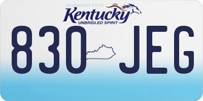 KY license plate 830JEG