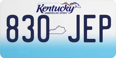 KY license plate 830JEP