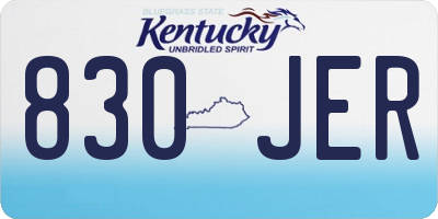 KY license plate 830JER